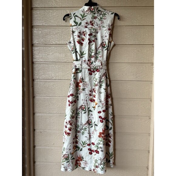 Elie Tahari womens Print Belted Midi Wrap Dress size 10 Floral Linen Blend $395 - Picture 3 of 8